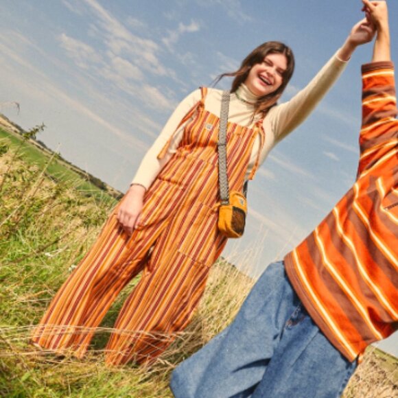 Lucy & Yak Pants - Lucy & Yak Jenny Cropped Wide Leg Dungarees Jumpsuit UK10 US6